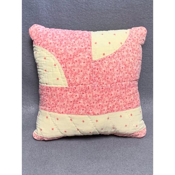 Handmade Vintage Pink & Cream Patchwork Quilted Pillow - Picture 3 of 7